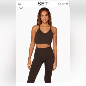 SET active sculptflex ribbed v bra espresso